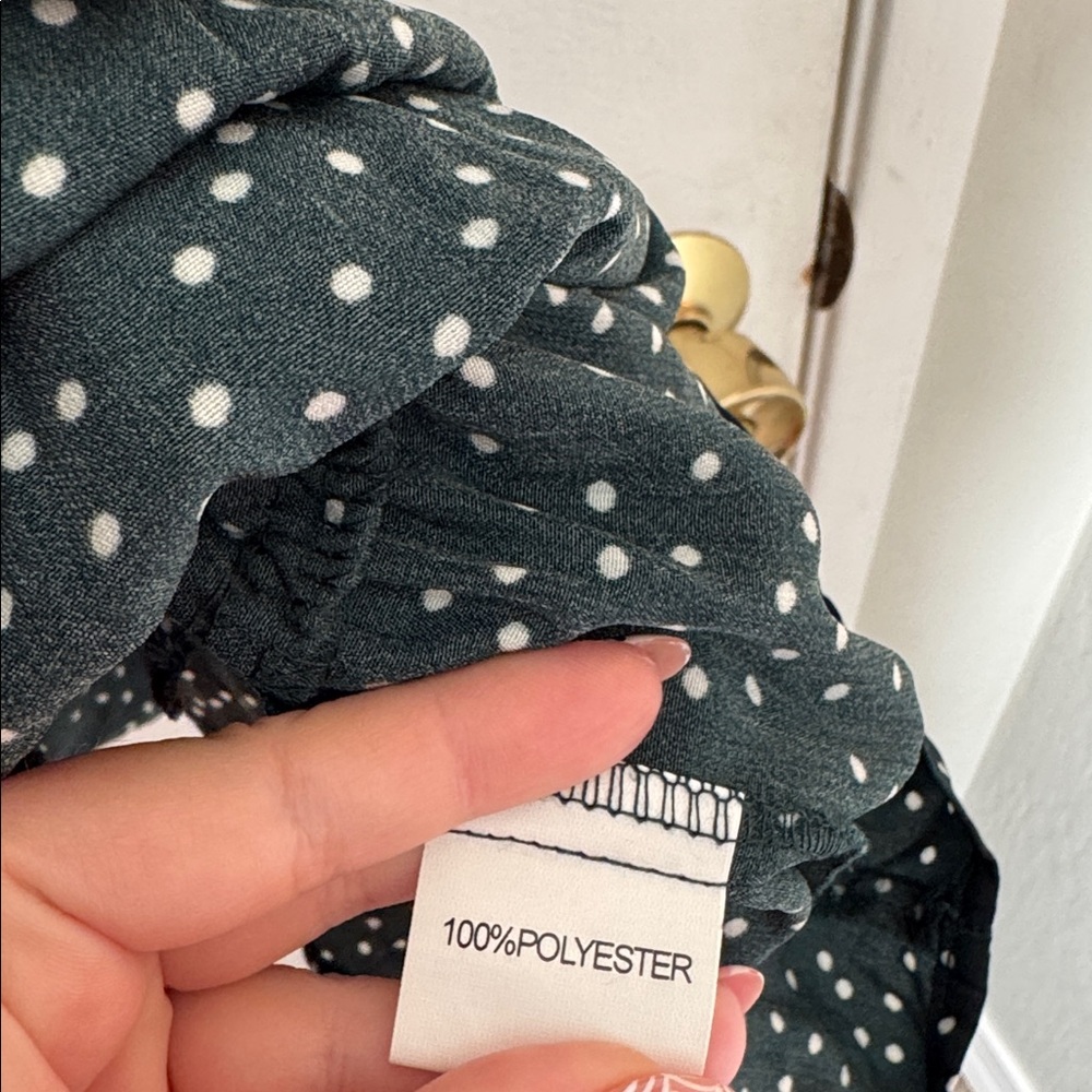 NWT Ouges Elegant Dark Green Polka Dot Wrap Dress… - image 5